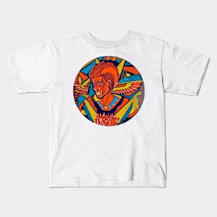 Orange Blue Wise Afro King Kids T-Shirt